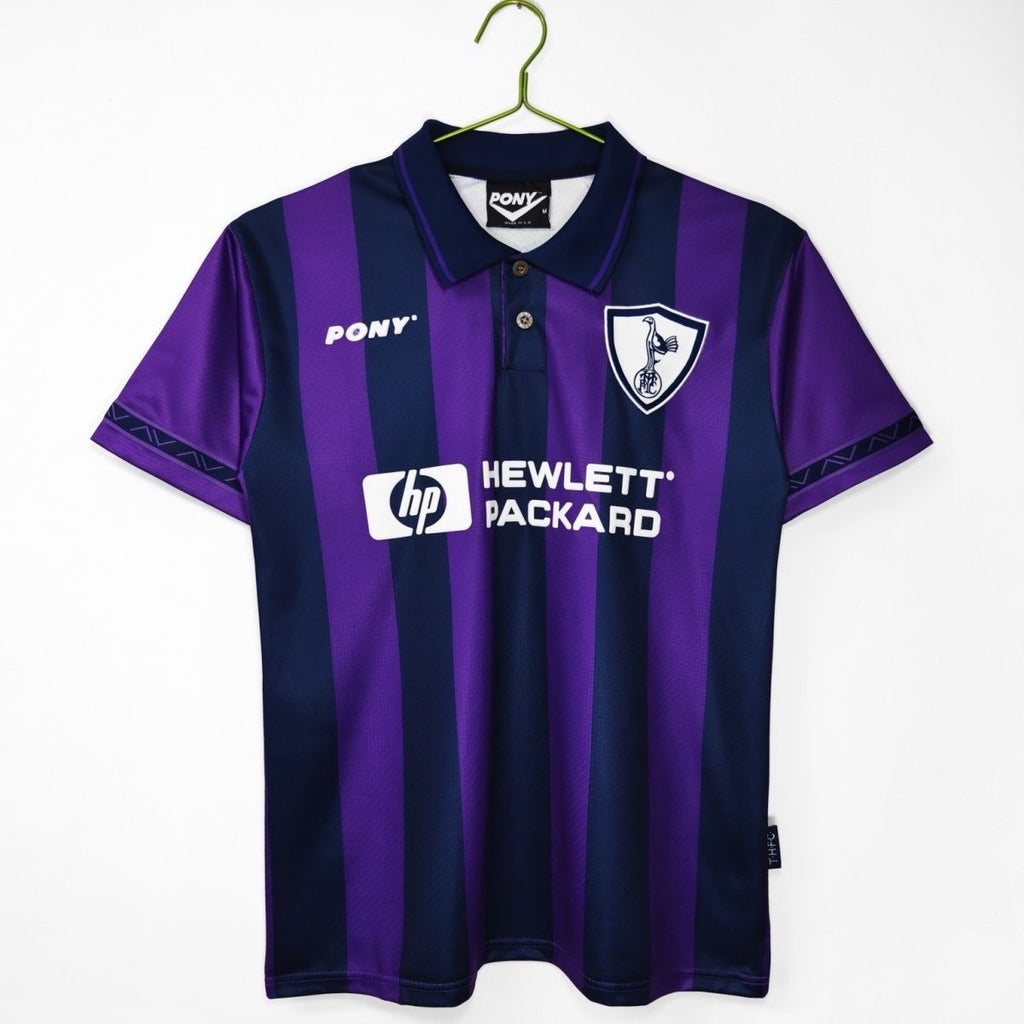 Tottenham Hotspur 1995-97 Away Retro Jersey – Classic Purple & Navy Stripe Soccer Shirt